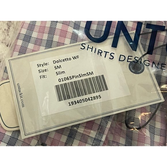 NWT UNTUCKit LS Button Up Shirt | Blue Pink Plaid | Dolcetto WF | Men’s S • Slim - Picture 5 of 6